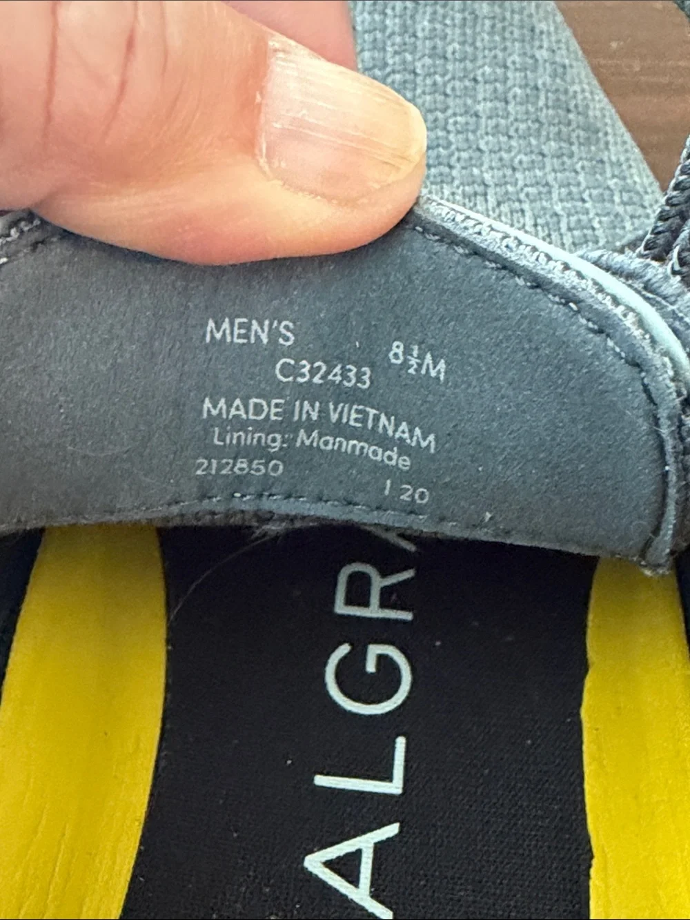 Cole Haan original grand Men's Gray Knit Lace-Up Casual Shoes with Yellow Accent